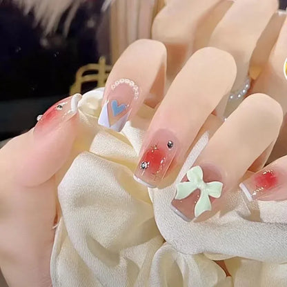 Cute Kawaii Bunny Press-On Nails 🐰✨ | 24 Pcs Full Coverage Acrylic Nail Art Set 🎨 | Reusable & Adorable Fake Nails with Tools! 💅🌸