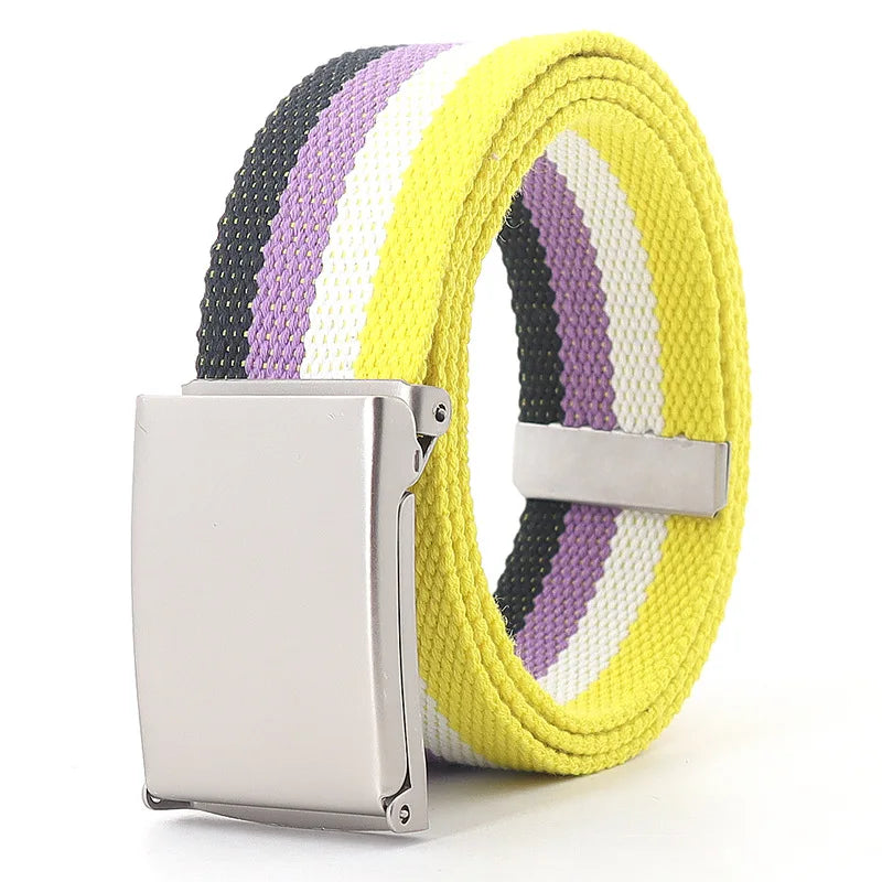 Kawaii Rainbow Striped Tactical Belt 🌈✨ Unisex Slim Fashion Accessory for Casual Vibes! 🐾🦄