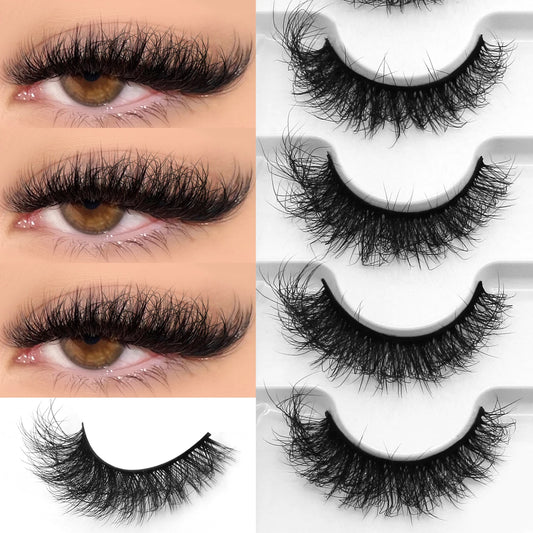 GROINNEYA Fluffy Cat Eye Lashes 8D Volume False Eyelashes D Curl Full Strip Faux Mink Lashes Cute Bloom Aesthetic 😺✨💖