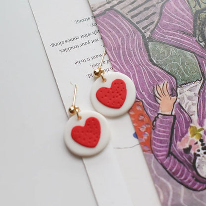 Pastel Fruit Heart Clay Earrings Set Lightweight Dangle for Summer 🍓💖