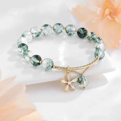 🌸 Kawaii Cherry Blossom Crystal Bracelet 🌸 | Elegant Beaded Charm Jewelry for Girls 💖✨