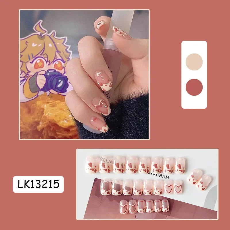 ✨ 24P Kawaii Rainbow Ballerina Press-On Nails 💅 - Adorable Full Cover Artificial Fake Nails for Creative Nail Art! 🌈