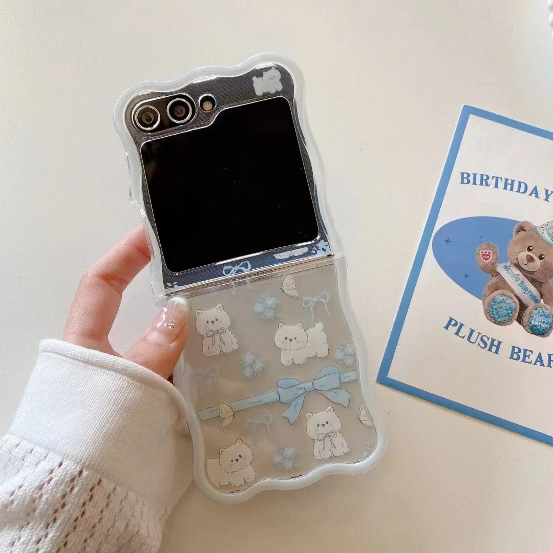 ✨Cute Crystal Cats & Bunnies 🌟 Stylish Pearl Wrist Strap Case for Samsung Galaxy Z Flip 6/5/4/3 5G 🐾💖