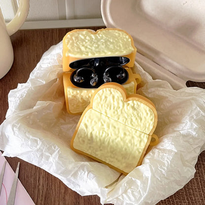 Kawaii Toast Silicone Earbud Case 🍞🎧 | Cute & Creative Headphone Cover with Keychain for Huawei FreeClip 🌟💕