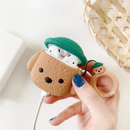 Kawaii Cute Cartoon Teddy AirPods Case 🐻✨ | Adorable Silicone Cover for AirPods 1, 2, 3, 4 & Pro Models 🎧💕