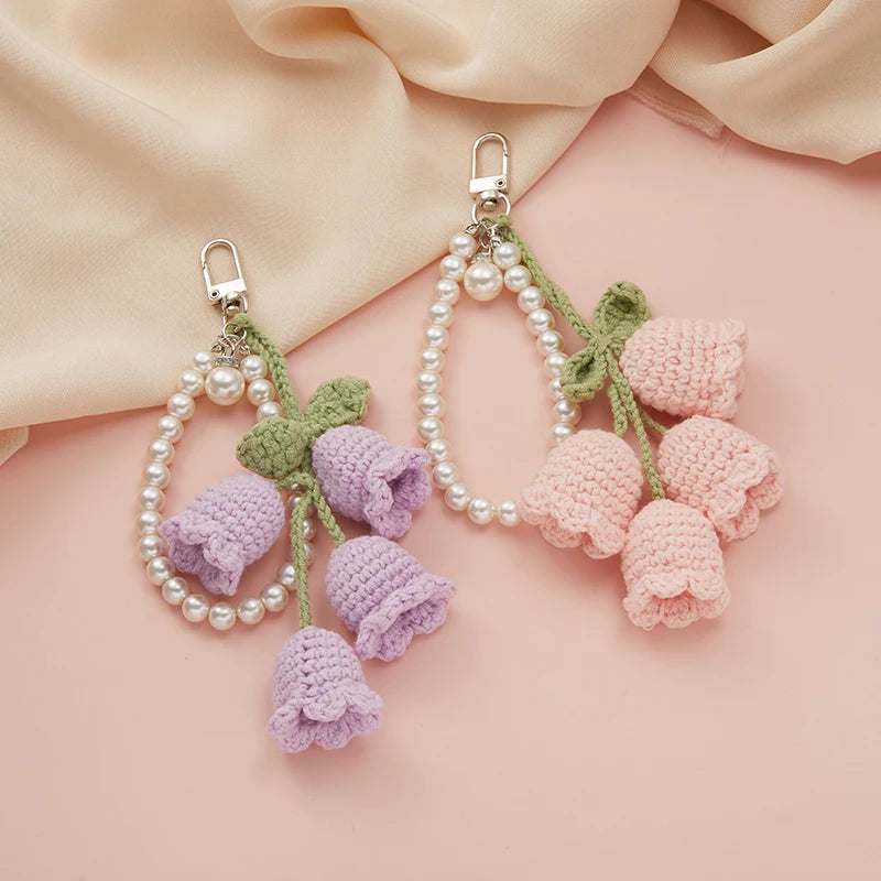 Pastel Handmade Crochet Flower Keyring For Bags And Cars 🧶🌸 Cute Gift