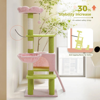 🌸 Whimsical Flower Cat Tower 🌼 Multi-Level Paradise with Cozy Hammocks & Scratching Fun! 🐾