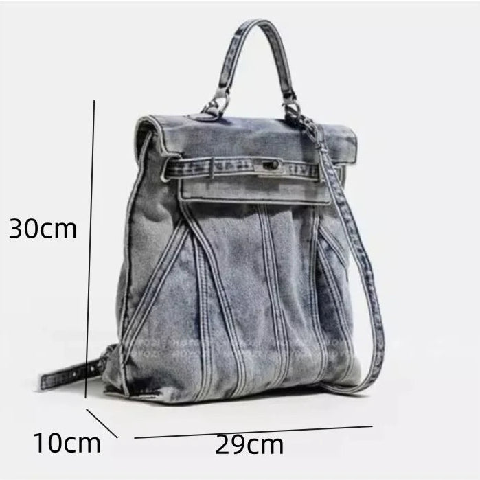 Kawaii Denim Dream Backpack 🎒✨ | Cute Retro Style Bag for Girls | Perfect for College & Everyday Fun! 🌼💖