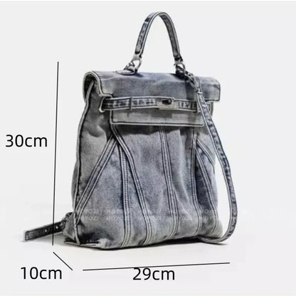 Kawaii Denim Dream Backpack 🎒✨ | Cute Retro Style Bag for Girls | Perfect for College & Everyday Fun! 🌼💖