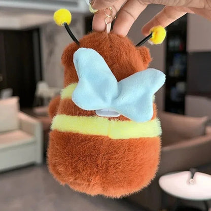Kawaii Brown Capybara Keychain 🐹✨ Adorable Plush Doll with Funny Fluttering Wings - Perfect Bag Pendant! 🎉