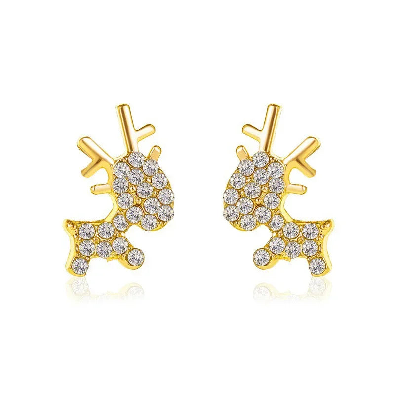 Deer Stud Earrings Cute Antler Charm CZ Crystal Gift For Girls Women 🎀🦌✨