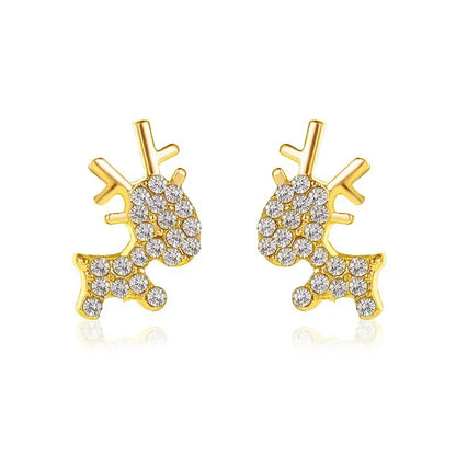 Deer Stud Earrings Cute Antler Charm CZ Crystal Gift For Girls Women 🎀🦌✨