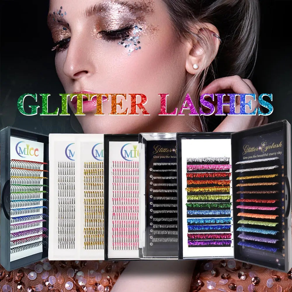 ✨ Festive Sparkle Rainbow Lashes 🎉 - Kawaii Glittery Eyelash Extensions for Holiday Glam! 💖