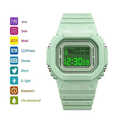✨ Kawaii LED Rainbow Wristwatch 🌈 | Cute & Colorful Sports Watch for Girls 🎀 | Waterproof Digital Timepiece 🎉