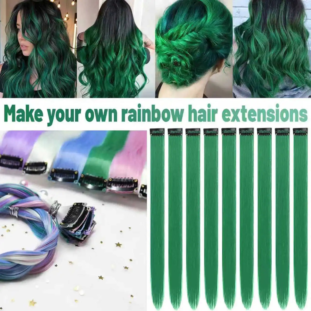 Pastel 22 Inch Colorful Clip In Hair Extensions Long Straight Party Highlights 💖