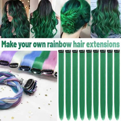 Pastel 22 Inch Colorful Clip In Hair Extensions Long Straight Party Highlights 💖