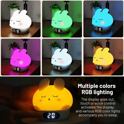 Adorable Bunny Night Light Alarm Clock 🌙🐰 | Cute LED Desk Timer for Kids' Rooms & Cozy Decor ✨