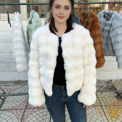 Kawaii Cozy Faux Fur Dream Coat for Women 🐻✨ | Trendy Short Plush Jacket for Autumn & Winter 2024! ❄️💕
