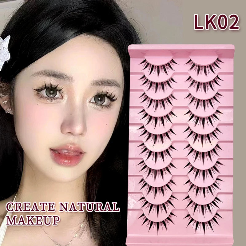 Adorable Manga Style False Eyelashes 10 Pairs Natural Full Strip Lashes For Anime Look Makeup ✨🐰🎀🌸