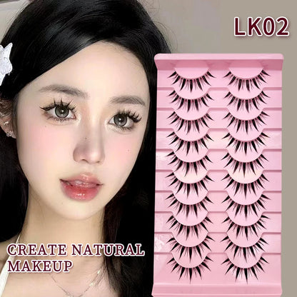 Adorable Manga Style False Eyelashes 10 Pairs Natural Full Strip Lashes For Anime Look Makeup ✨🐰🎀🌸