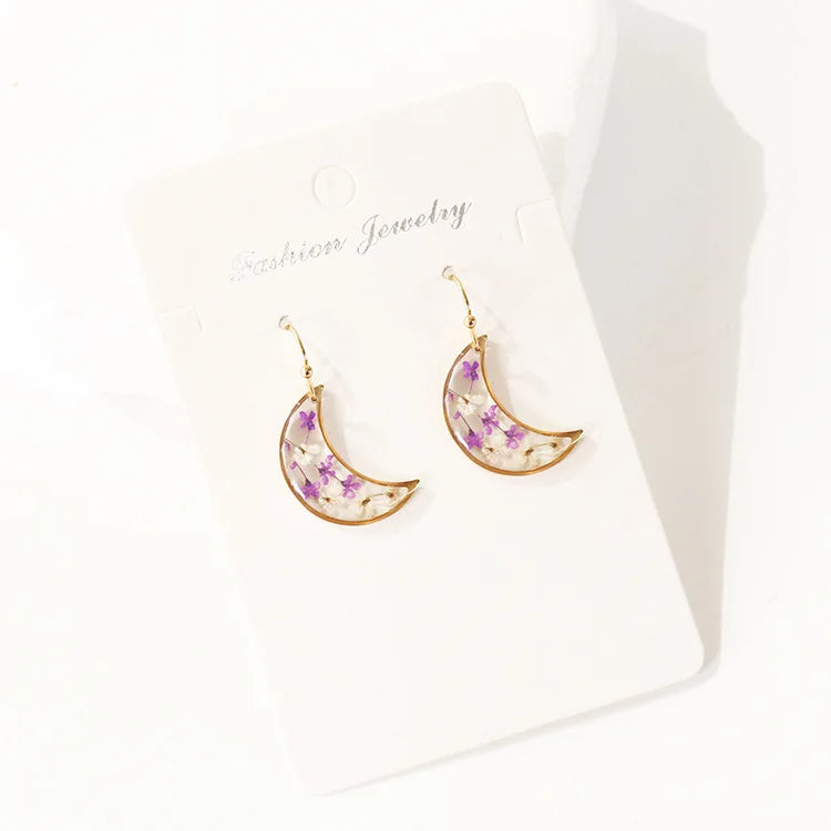 Elegant Pressed Flower Earrings For Women Natural Blue Floral Drop Earrings Handmake Epoxy Resin Plant Earring Jewelry Wholesale