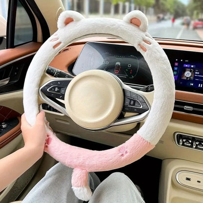 Kawaii Plush Cartoon Steering Wheel Cover 🌈✨ - Warm, Non-Slip & Adorable! 🐻💕