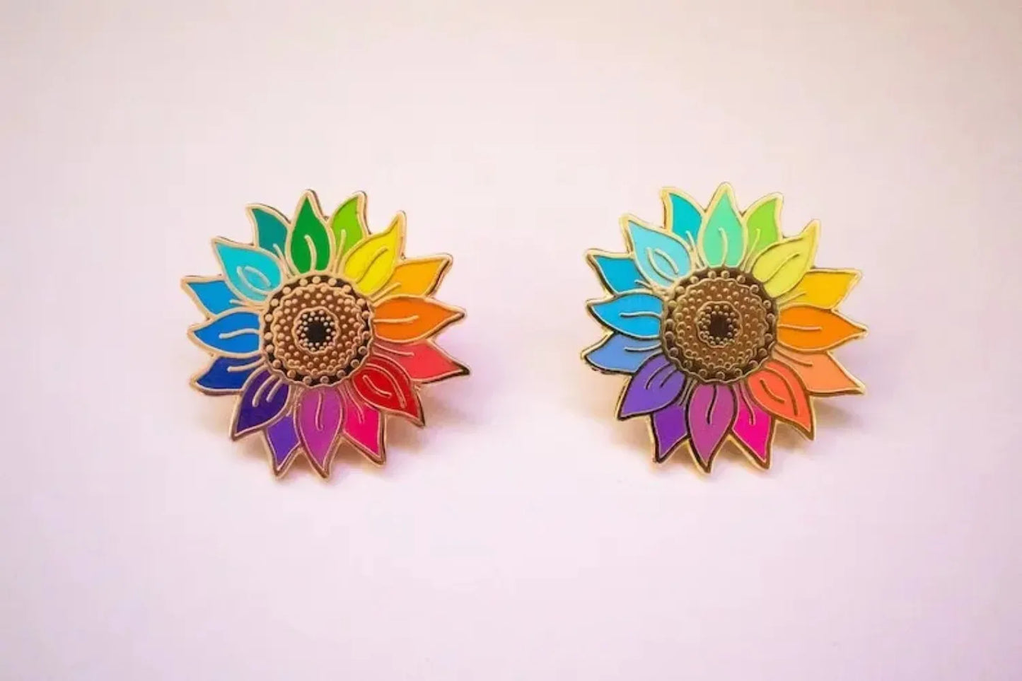 Kawaii Rainbow Sunflower Enamel Pin 🌼✨ | Cute Floral Brooch for Flower Lovers 🌈💖