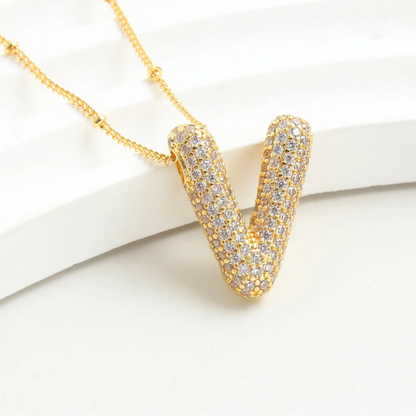 Kawaii Gold Plated Balloon Letter Necklace 🎈✨ | Chunky Initial Pendant Jewelry for Trendy Women 👩‍🎤💖