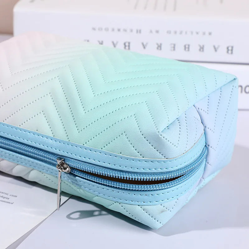 Kawaii Gradient Makeup Pouch 🌈✨ | Stylish PU Leather Cosmetic Bag for Travel & Essentials 🎀💖