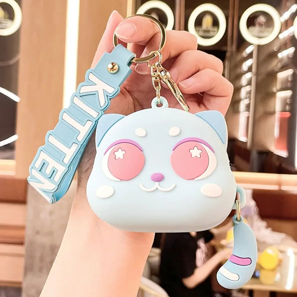 Kawaii Cat Silicone Coin Purse & Keychain - Adorable Mini Wallet for Kids and Women 🐾✨