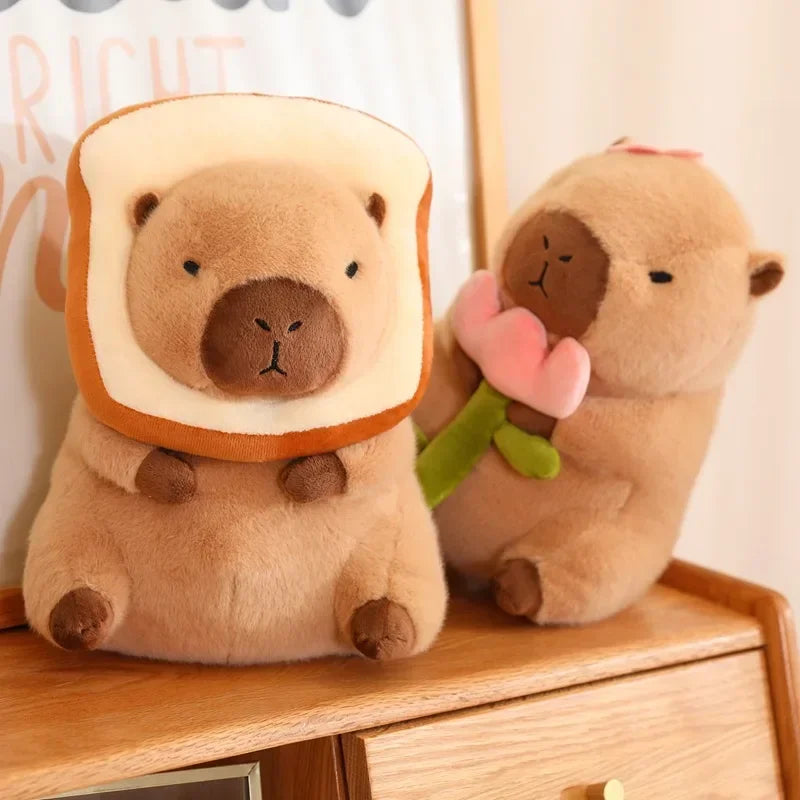 Capybara Cuddle Buddy 🦙✨ Toasty Dino Dress Plushie 🍞🎉 Boba & Fruit Fun! - Pixie Quill