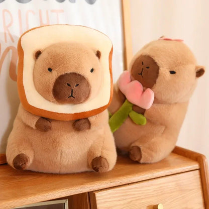 Capybara Cuddle Buddy 🦙✨ Toasty Dino Dress Plushie 🍞🎉 Boba & Fruit Fun! - Pixie Quill
