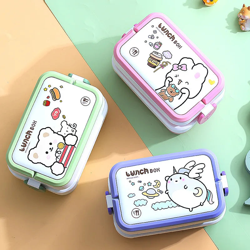 Kawaii 1350ML Bento Box 🍱✨ | Portable & Leakproof Lunch Container with Spoon & Fork 🍴🌸 | Perfect for School Girls!