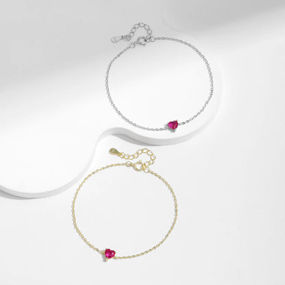 🌹 Kawaii Rose Red Heart Charm Bracelet ✨ 925 Silver Elegance for Women 💖 Perfect Gift! 🎁