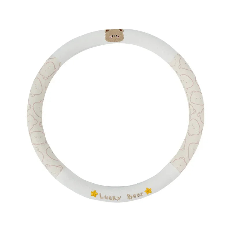 Kawaii Cartoon Car Steering Wheel Cover ☀️💖 | Ice Silk Summer Bliss 🌈 | Breathable, Non-Slip & Sweat-Absorbing for All Seasons! 🚗✨
