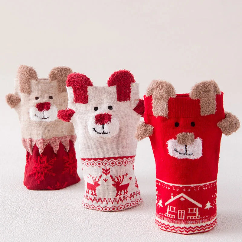 Cozy Two Pair Christmas Socks For Women And Kids Santa Deer Knit Warm 🧦🎄
