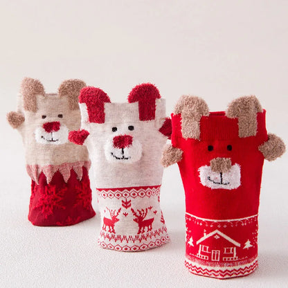 Cozy Two Pair Christmas Socks For Women And Kids Santa Deer Knit Warm 🧦🎄