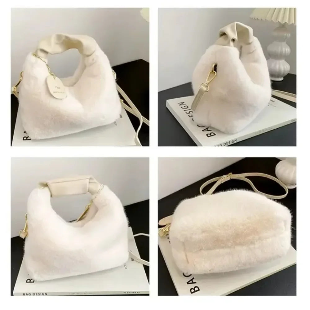Kawaii Fluffy Dumpling Bag 👜✨ | Soft Plush Underarm Purse for Stylish Women 🌸🍂 | Perfect for Autumn & Winter Shopping!
