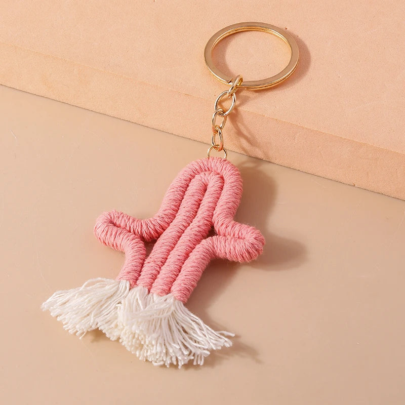Pastel Rainbow Tassel Hand Knit Keychain For Car Bag Gift 🎀🌈💖