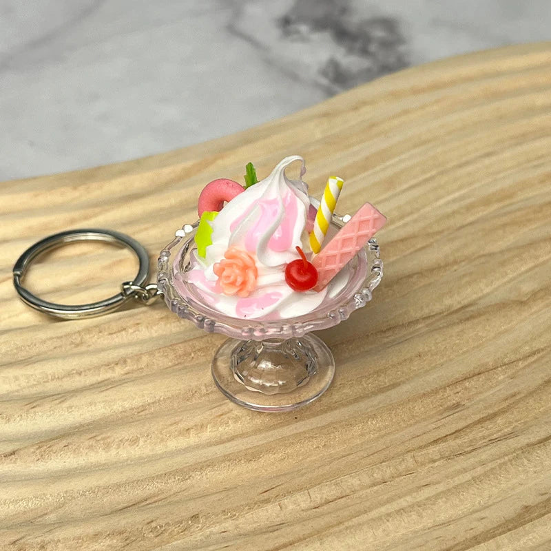 Whimsical Ice Cream Keychain Cup Pendant For Bags Cute Gift For Women 🍨🧁