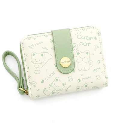 Kawaii Cat Girls Zipper Wallet 🐾💕 | Cute Short Purse for Students - Adorable Card Holder & Money Bag!