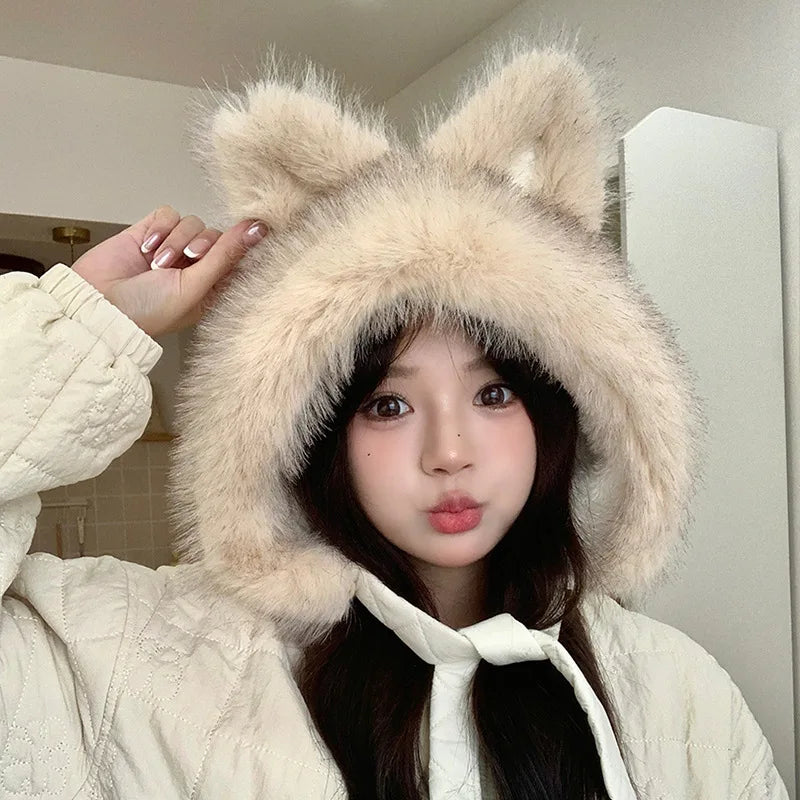 Cozy Winter Beanie For Women Spicy Girl Style Cat Balaclava Hat ❄️🐱 Warmth