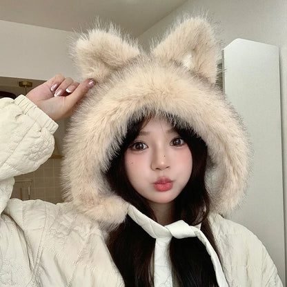 Cozy Winter Beanie For Women Spicy Girl Style Cat Balaclava Hat ❄️🐱 Warmth