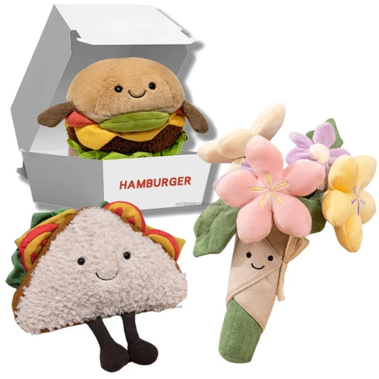 🎉 Cute Hamburger & Sandwich Plushie Bouquet 🌼 Cuddly Toy Gift for Kids & Girlfriends! 🍔💖