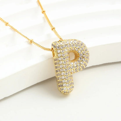 Kawaii Gold Plated Balloon Letter Necklace 🎈✨ | Chunky Initial Pendant Jewelry for Trendy Women 👩‍🎤💖
