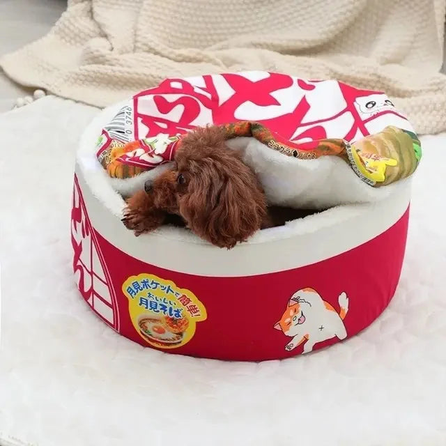 Kawaii Instant Noodle Cozy Pet Bed - Snuggle Haven for Furry Friends 🐾🍜✨