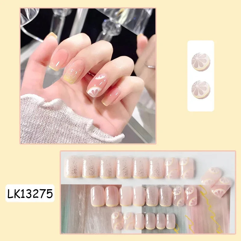 ✨ 24P Kawaii Rainbow Ballerina Press-On Nails 💅 - Adorable Full Cover Artificial Fake Nails for Creative Nail Art! 🌈