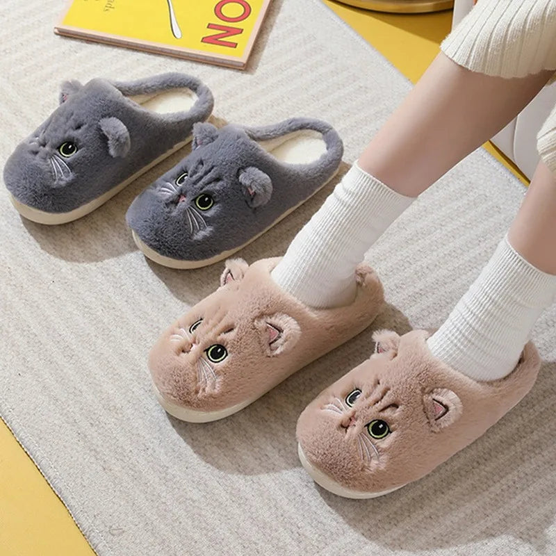 Fluffy Cat Slippers For Women And Men Warm Indoor Plush Slides 🐾😺❄️