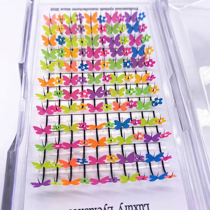 🌸 Kawaii Heart Flower Glitter Lashes 🌟 3D Butterfly Mink Extensions for Whimsical Eye Magic ✨