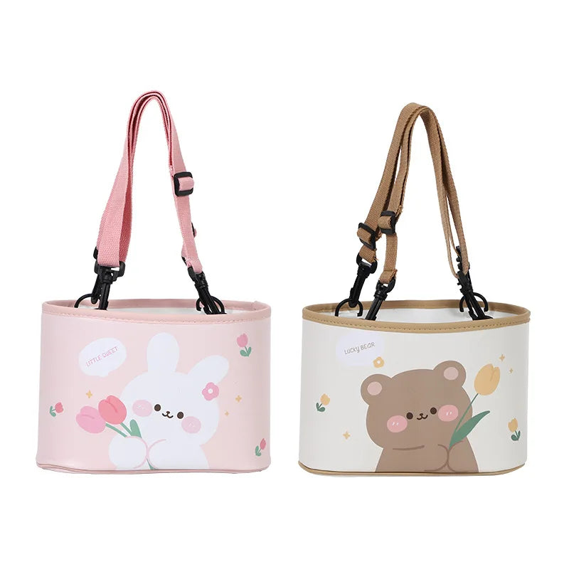 Cute Tulip Bear Car Storage Box 🐻🌷 - Adorable Multi-Functional Seat Back Trash Can!
